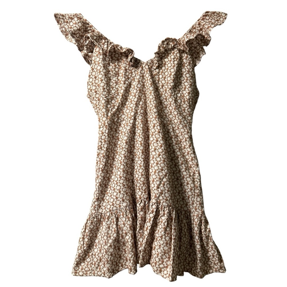 MINKPINK Floral Tanjin Dress white and brown